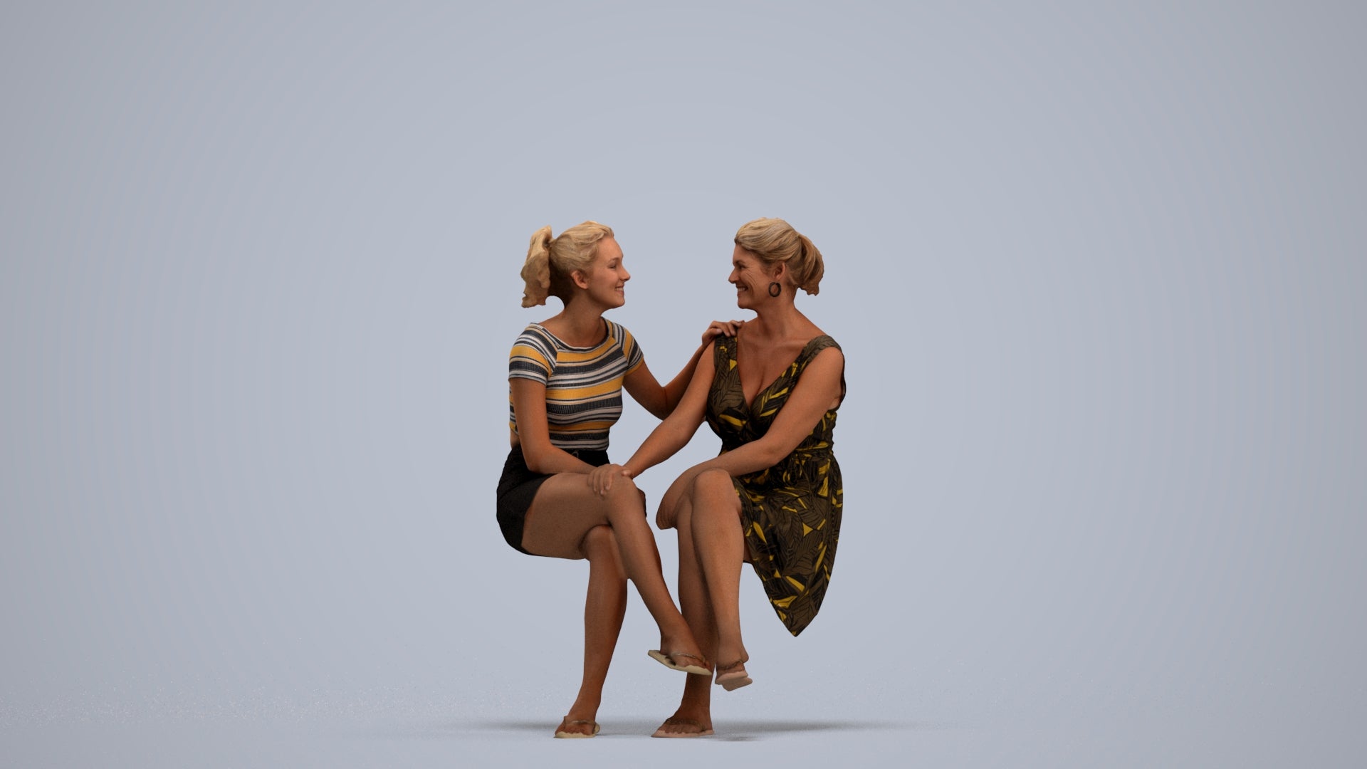 3D people model woman casual couple, scanned human for 3ds Max rendering, standing pose render