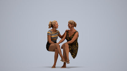 3D people model woman casual couple, scanned human for 3ds Max rendering, standing pose render