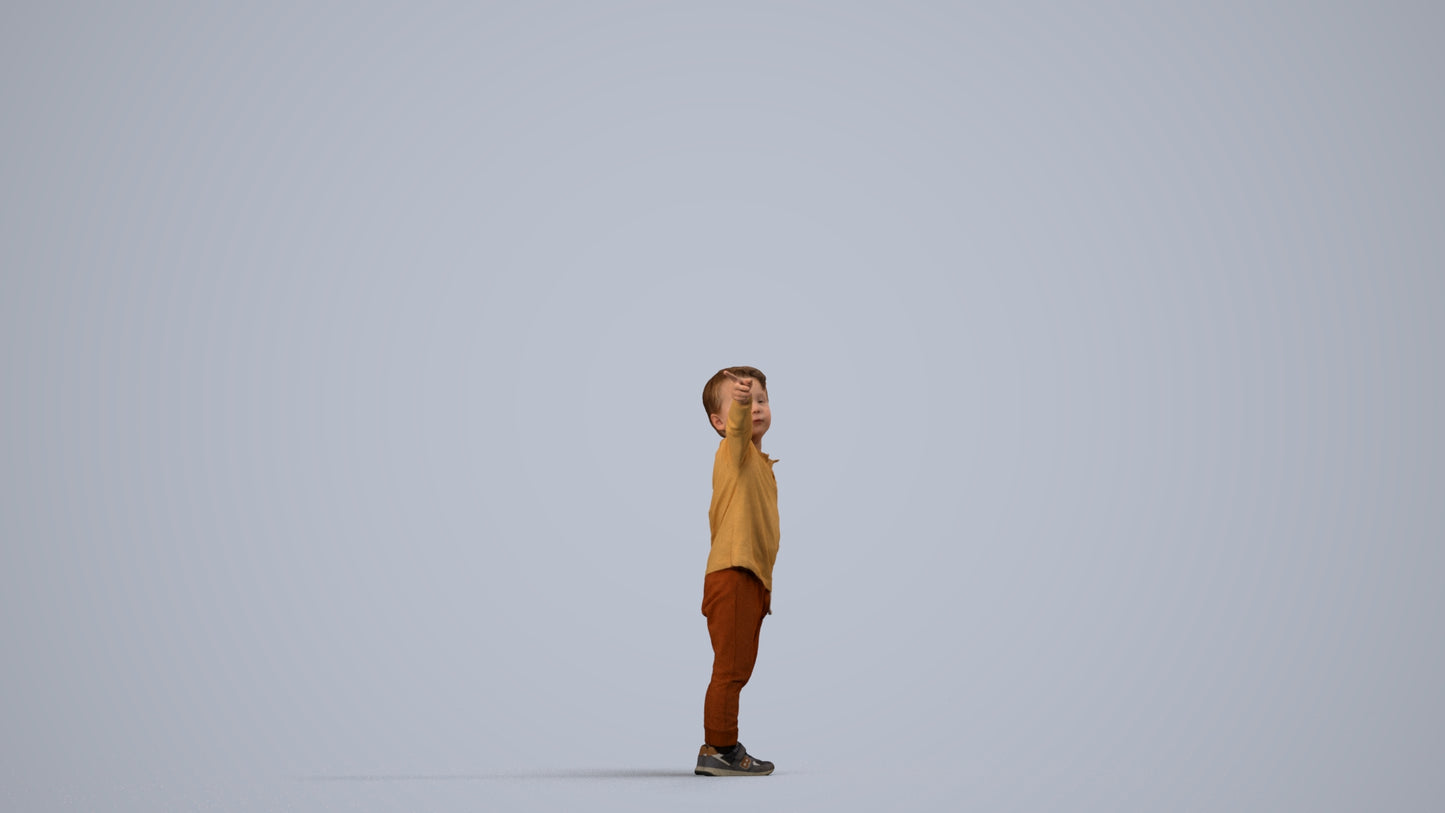 realistic 3D people boy casual kids, render-ready for V-Ray and Corona, FBX OBJ, side view render