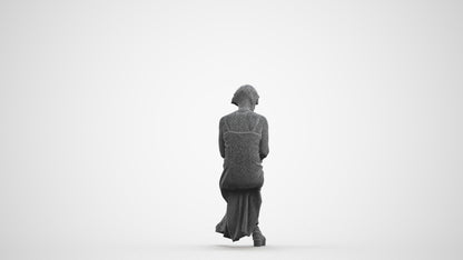 photogrammetry 3D senior woman sitting, realistic human model archviz FBX, wireframe front view