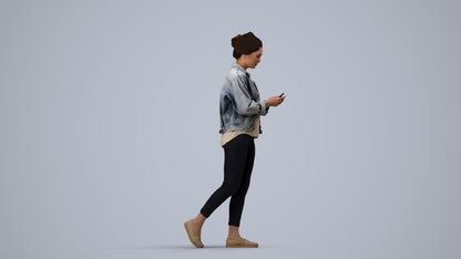 realistic 3D people woman walking, render-ready for V-Ray and Corona, FBX OBJ, side view render