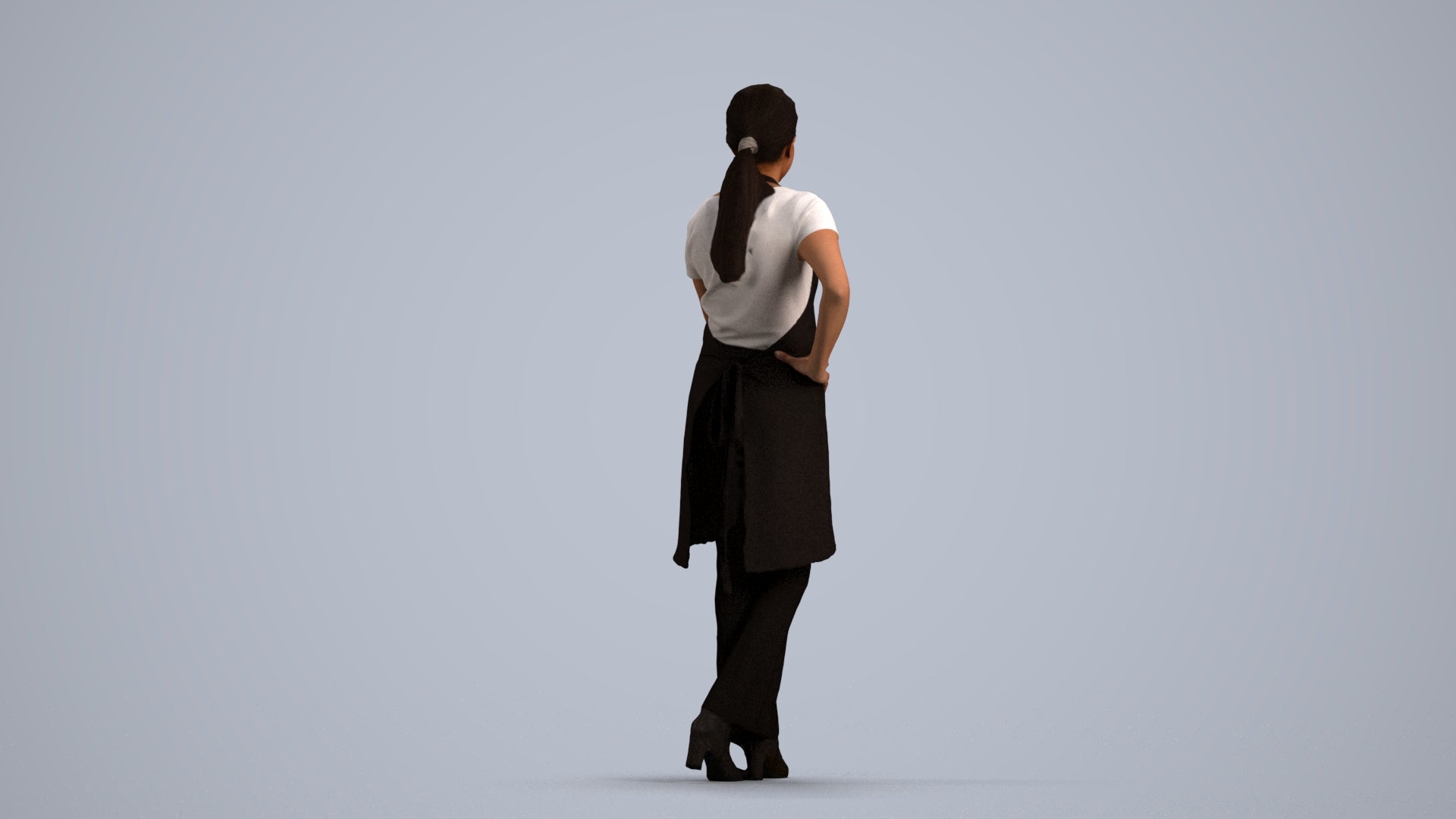 3D people model woman hospitality, scanned human for 3ds Max rendering, front view render
