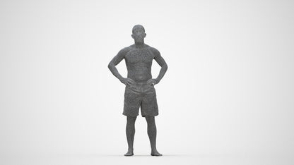 realistic 3D human man pool, archviz people FBX OBJ for Blender, wireframe back view