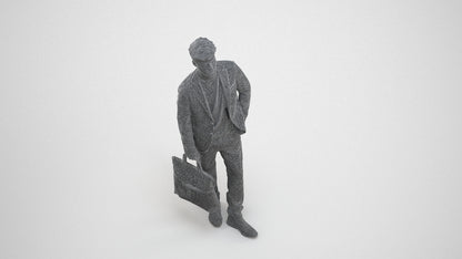 scanned 3D man casual standing, photogrammetry people for Enscape and V-Ray, wireframe three-quarter view
