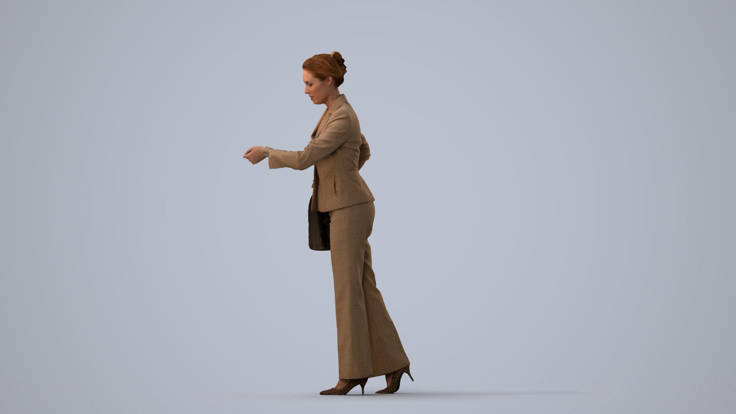 realistic 3D people woman business mix, render-ready for V-Ray and Corona, FBX OBJ, three-quarter view render