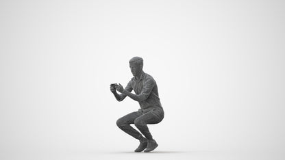 realistic 3D man casual sitting, scanned archviz people for Blender and 3ds Max, square thumbnail