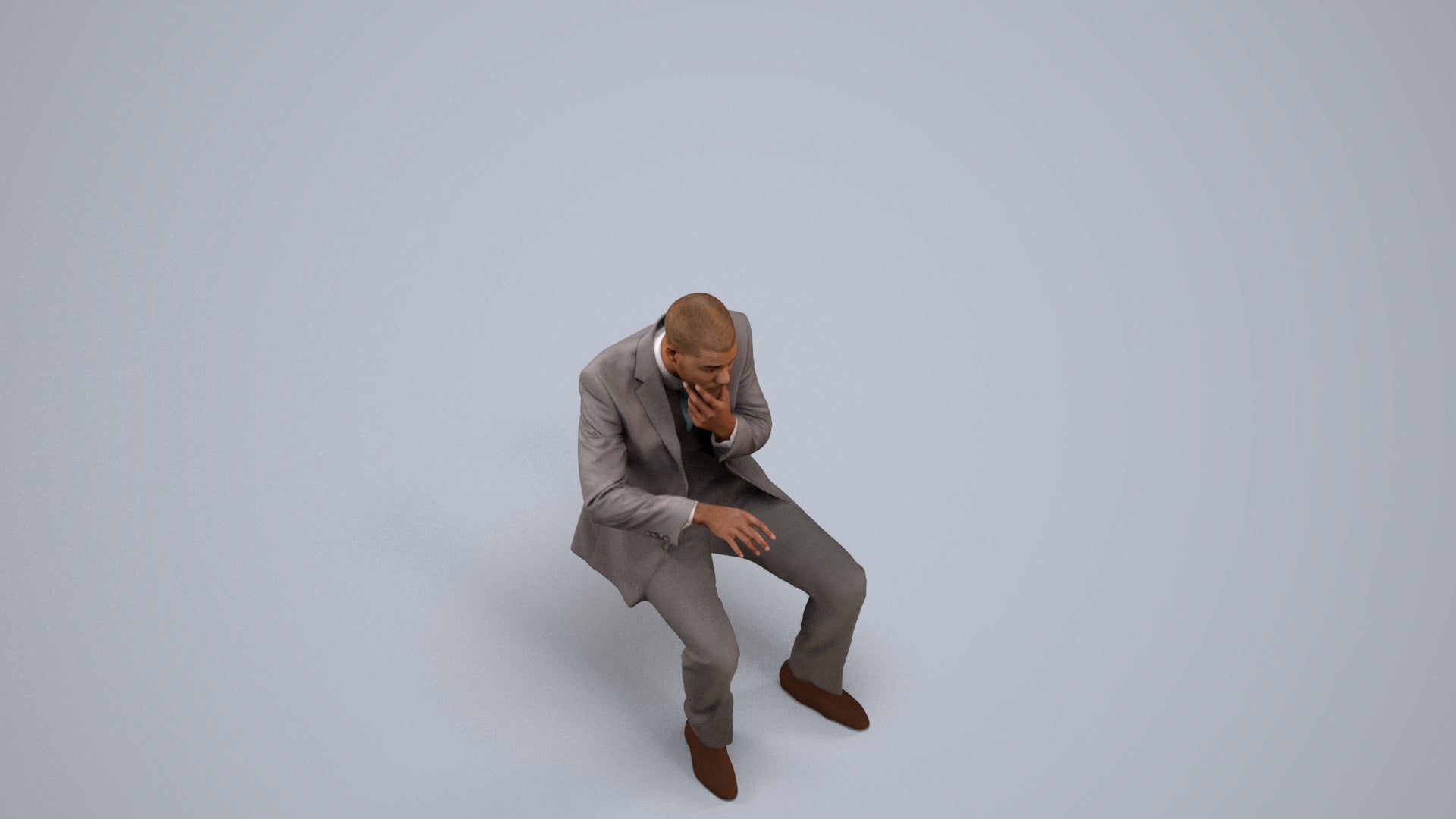 3D people model man business, scanned human for 3ds Max rendering, back view render