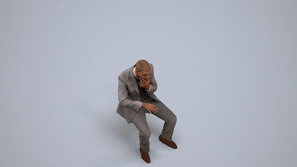 3D people model man business, scanned human for 3ds Max rendering, back view render