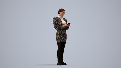 photogrammetry 3D woman casual standing, realistic human model archviz FBX, side view render