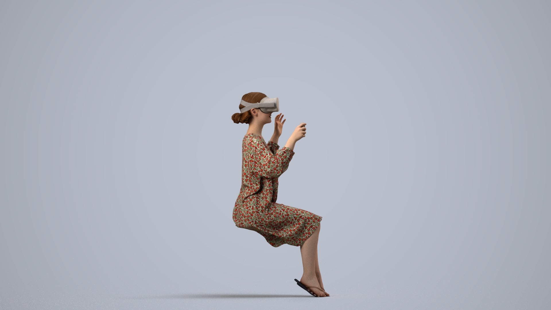 realistic 3D girl casual kids, scanned archviz people for Blender and 3ds Max, side view render