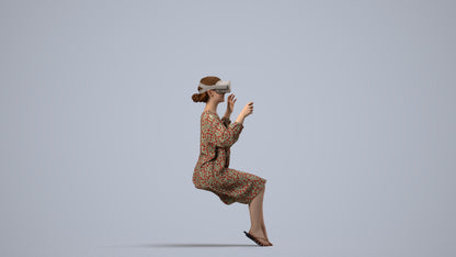 realistic 3D girl casual kids, scanned archviz people for Blender and 3ds Max, side view render
