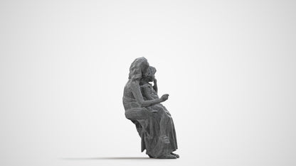 3D human model girl casual kids, photogrammetry scanned person for archviz, wireframe side view