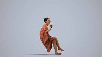 realistic 3D people woman casual pool, render-ready for V-Ray and Corona, FBX OBJ, side view render