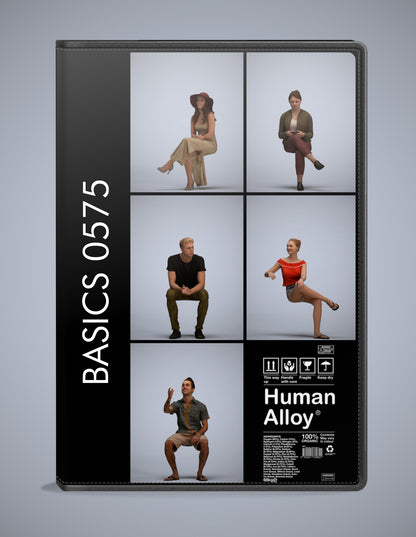 5 3D scanned people sitting, photorealistic archviz pack for Enscape and SketchUp