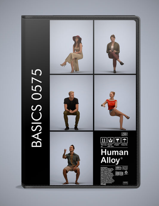 5 3D scanned people sitting, photorealistic archviz pack for Enscape and SketchUp