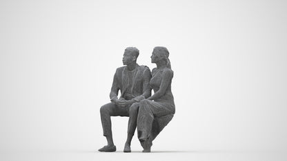 3D people model woman formal couple, scanned human for 3ds Max rendering, wireframe back view
