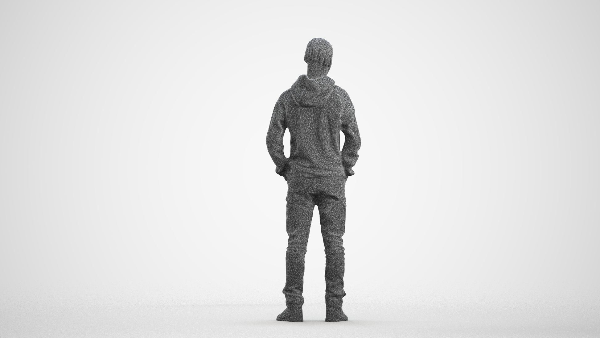 3D people model boy casual kids, scanned human for 3ds Max rendering, wireframe front view