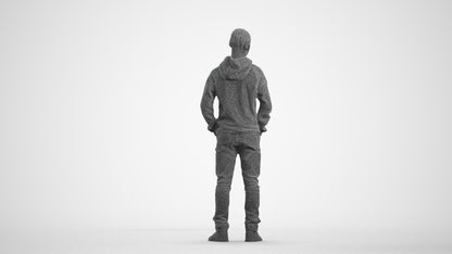 3D people model boy casual kids, scanned human for 3ds Max rendering, wireframe front view