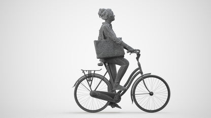 realistic 3D people woman casual cycling, render-ready for V-Ray and Corona, FBX OBJ, wireframe side view