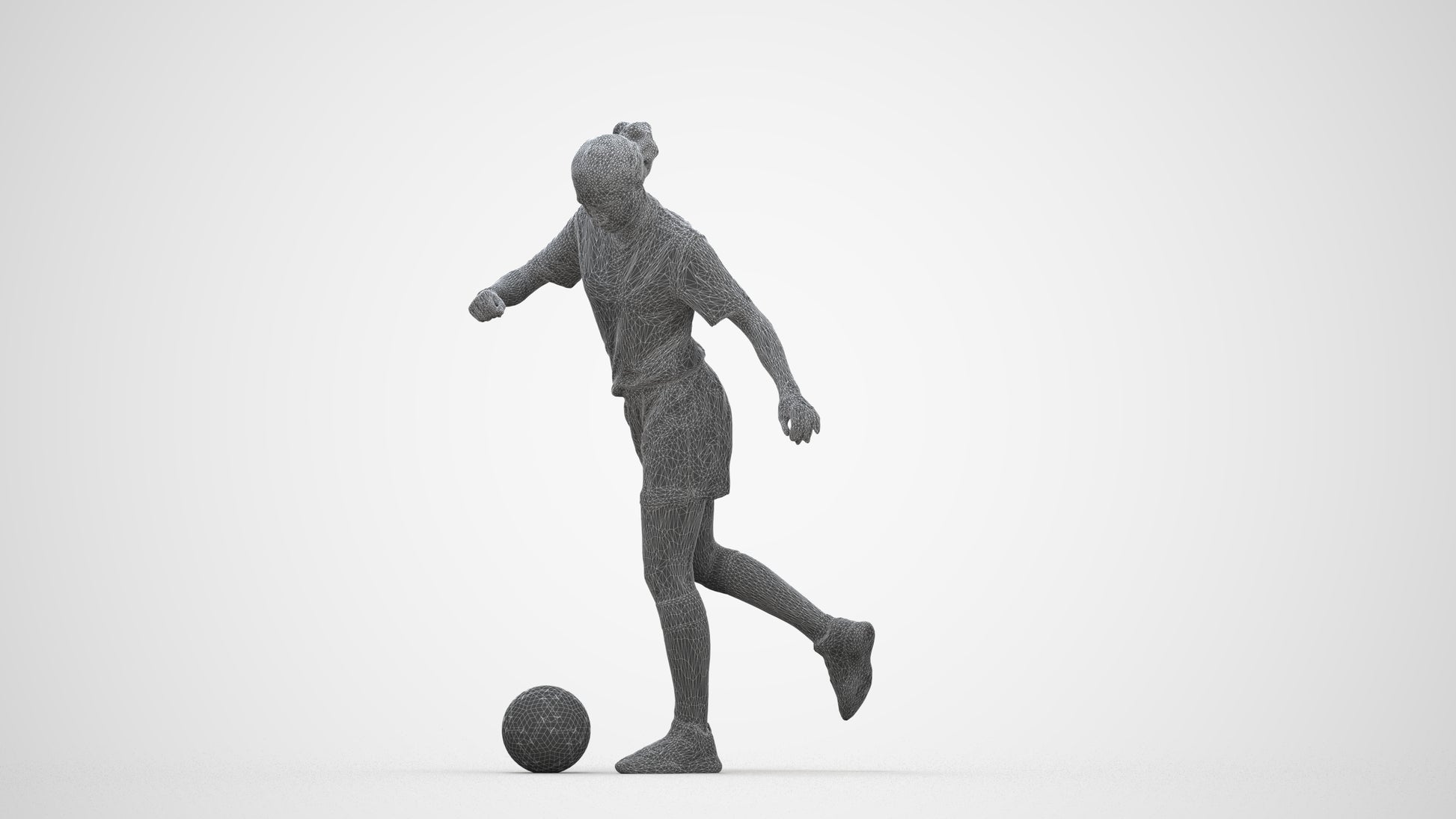 realistic 3D people woman sport, render-ready for V-Ray and Corona, FBX OBJ, wireframe back view