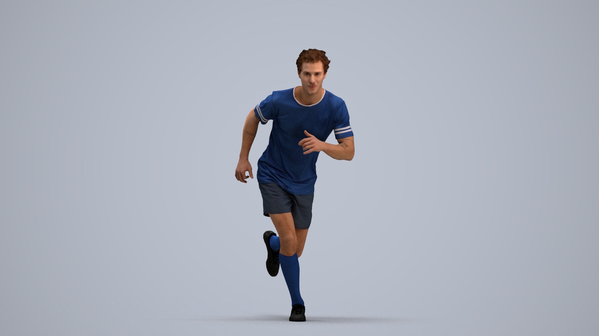 3D people model man sport, scanned human for 3ds Max rendering, standing pose render