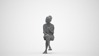 realistic 3D human woman business sitting, archviz people FBX OBJ for Blender, three-quarter front view render