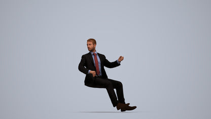 3D people model man business driving, scanned human for 3ds Max rendering, top-down view render