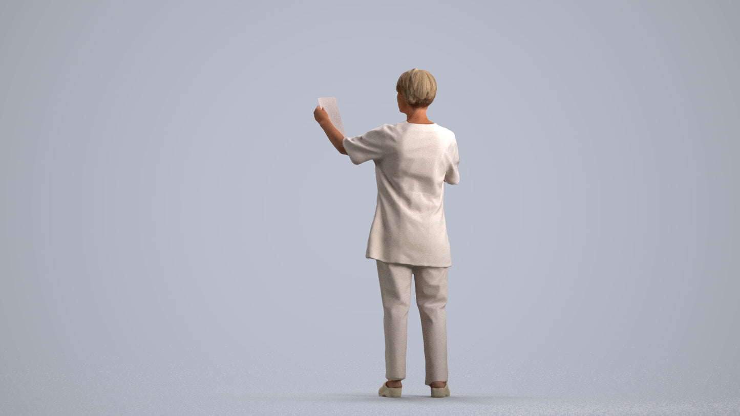 scanned 3D senior woman medical, photogrammetry people for Enscape and V-Ray, front view render