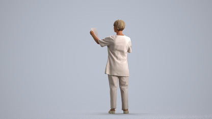 scanned 3D senior woman medical, photogrammetry people for Enscape and V-Ray, front view render