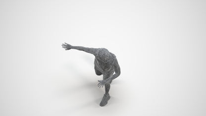 3D people model man sport, scanned human for 3ds Max rendering, wireframe three-quarter view