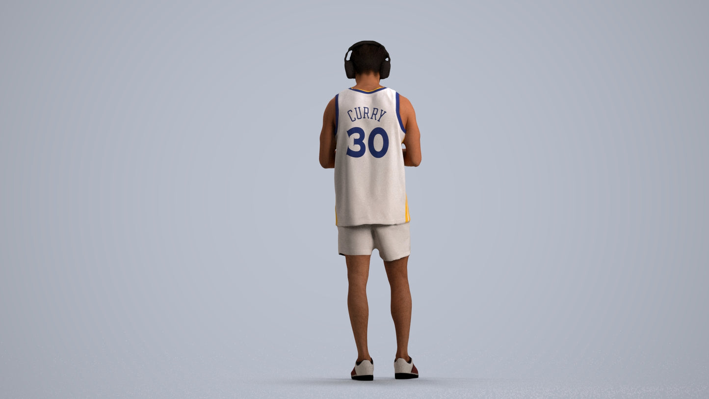 realistic 3D human man sport standing, archviz people FBX OBJ for Blender, front view render