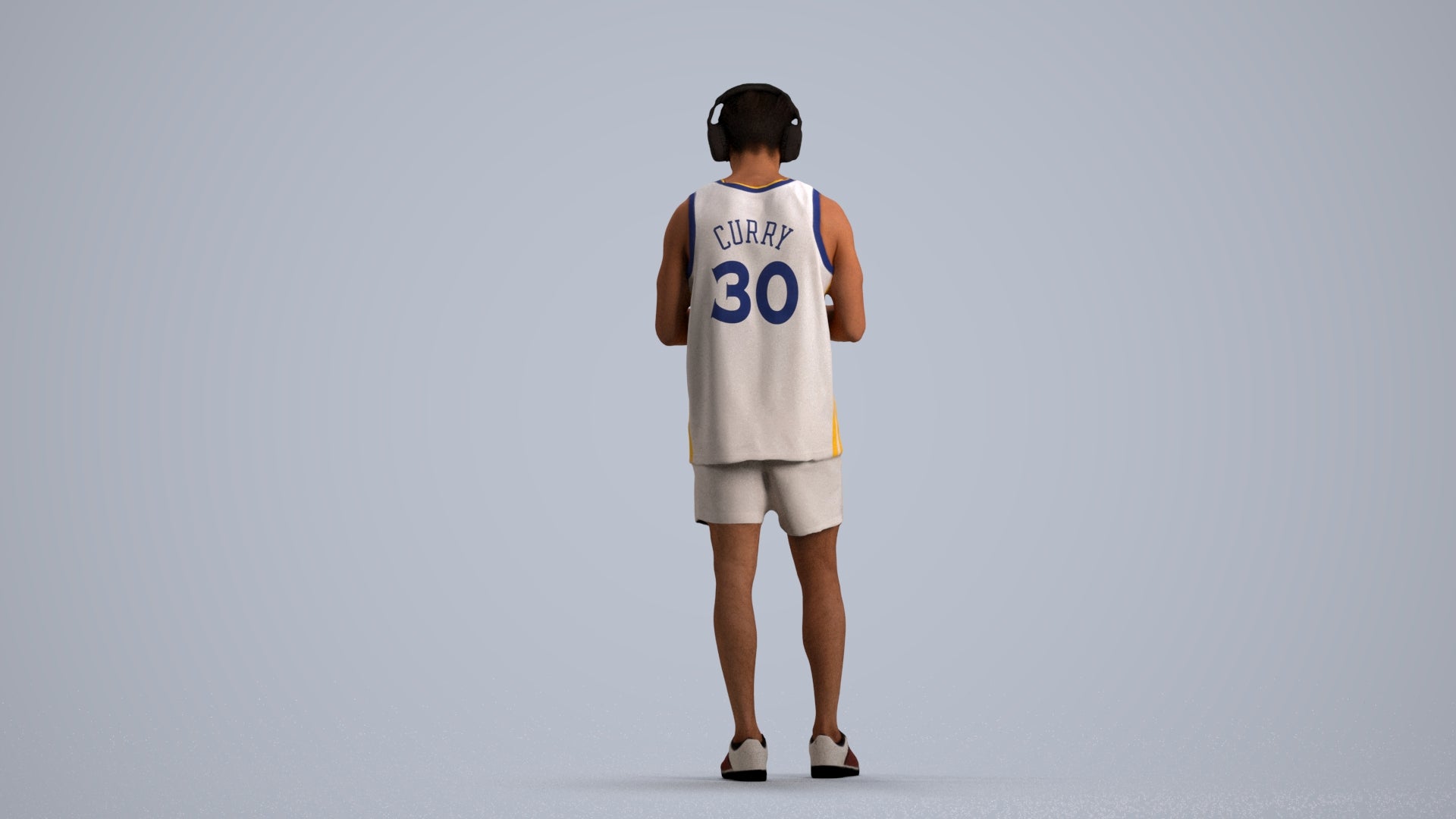 realistic 3D human man sport standing, archviz people FBX OBJ for Blender, front view render