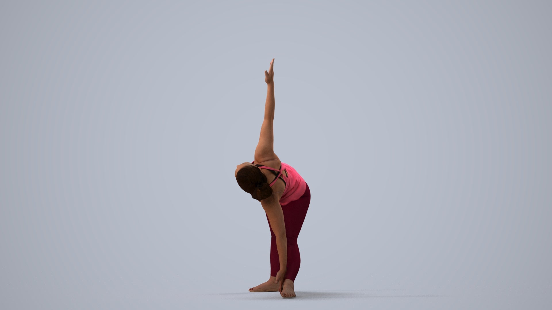 realistic 3D human woman sport, archviz people FBX OBJ for Blender, three-quarter view render