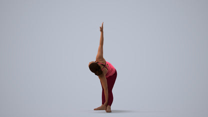 realistic 3D human woman sport, archviz people FBX OBJ for Blender, three-quarter view render