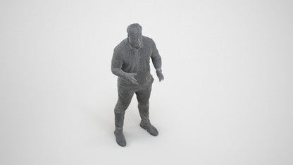3D scanned man standing casual, photorealistic archviz people for Enscape and SketchUp, wireframe three-quarter view