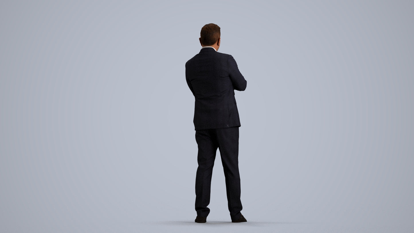 3D scanned man business, photorealistic archviz people for Enscape and SketchUp, front view render