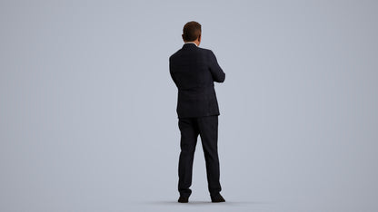 3D scanned man business, photorealistic archviz people for Enscape and SketchUp, front view render