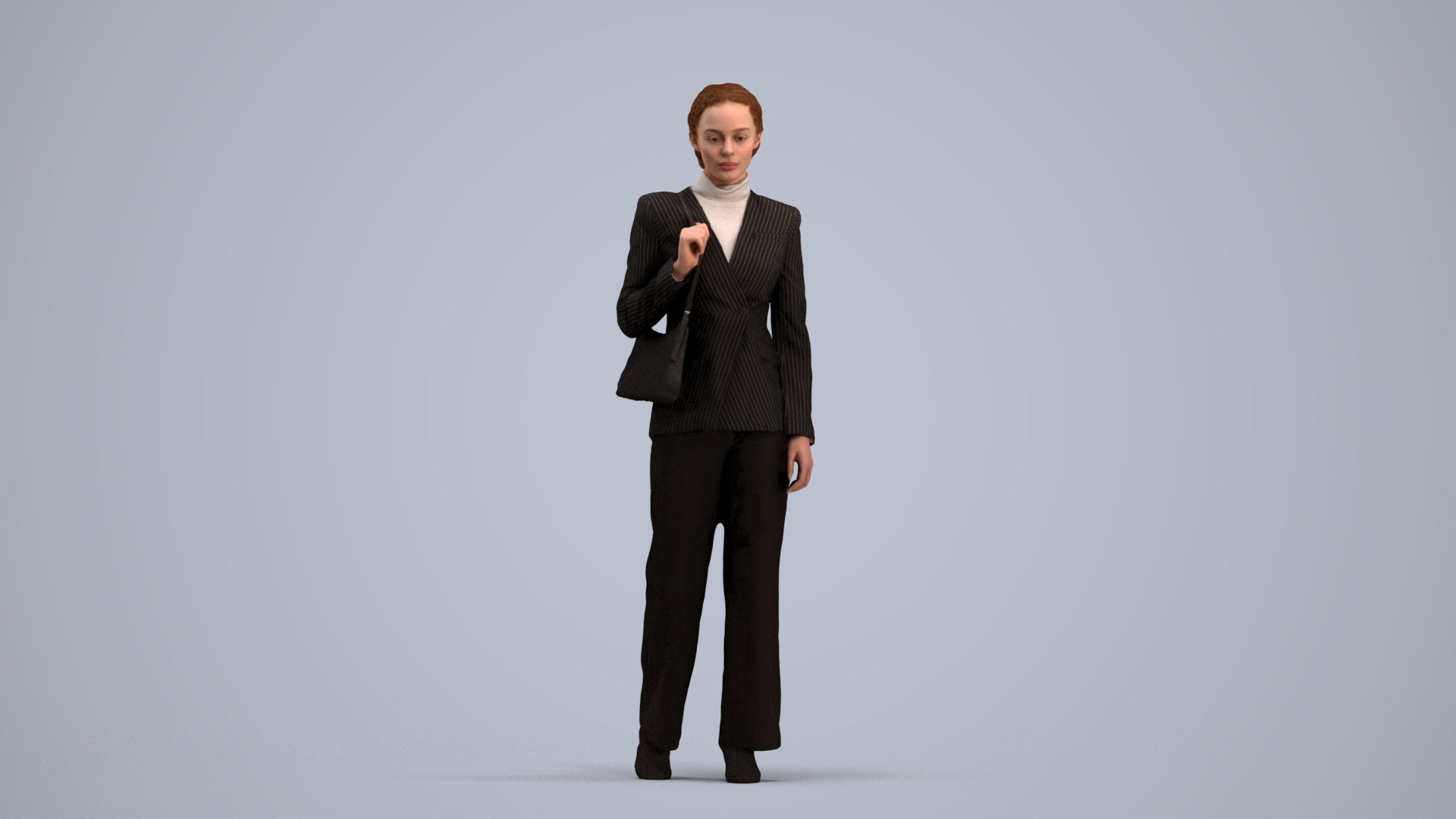 3D scanned woman business, photorealistic archviz people for Enscape and SketchUp, standing pose render