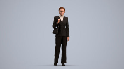 3D scanned woman business, photorealistic archviz people for Enscape and SketchUp, standing pose render