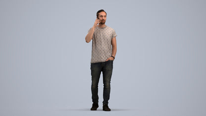 scanned 3D man casual walking, photogrammetry people for Enscape and V-Ray, standing pose render