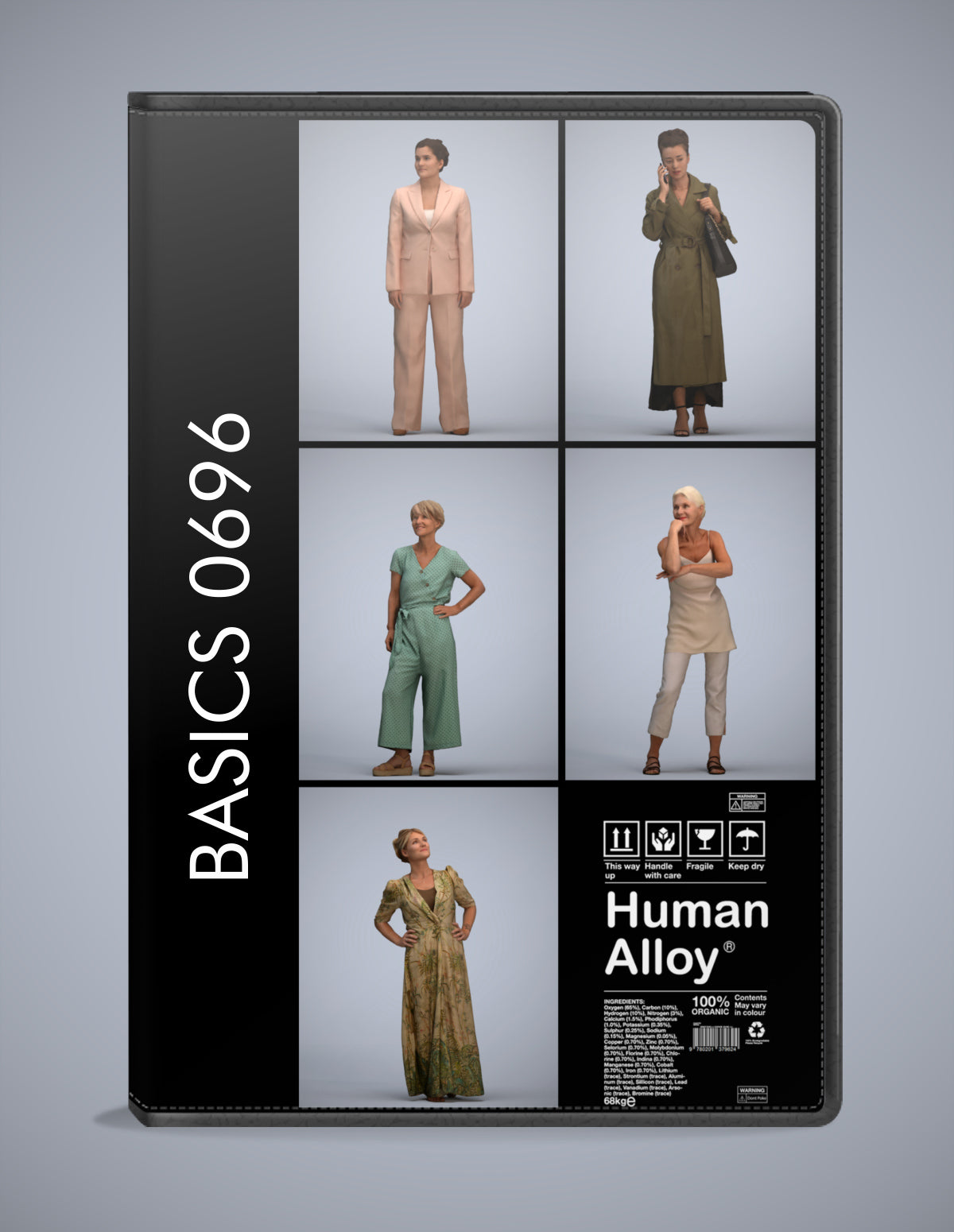 realistic 3D people standing set, 5 render-ready models for V-Ray and Corona