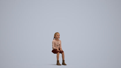 realistic 3D human girl casual kids, archviz people FBX OBJ for Blender, standing pose render