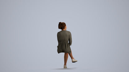 scanned 3D girl casual kids, photogrammetry people for Enscape and V-Ray, front view render