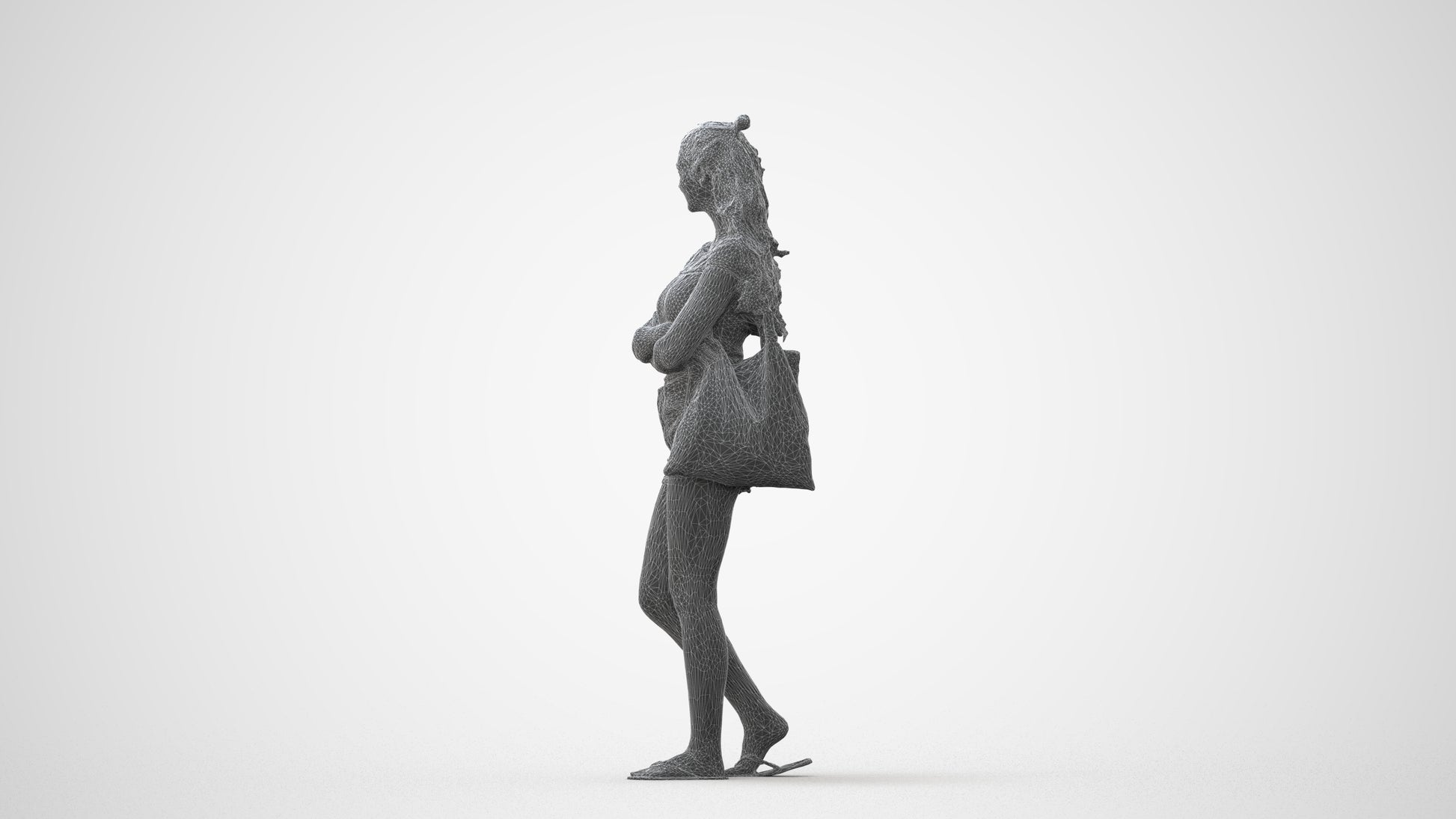 photogrammetry 3D girl casual standing, realistic human model archviz FBX, square thumbnail