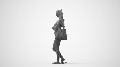 photogrammetry 3D girl casual standing, realistic human model archviz FBX, square thumbnail