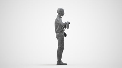 realistic 3D human boy hospitality, archviz people FBX OBJ for Blender, wireframe side view