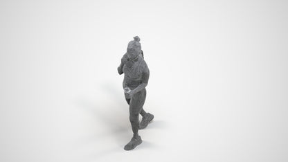 scanned 3D woman sport, photogrammetry people for Enscape and V-Ray, wireframe three-quarter view