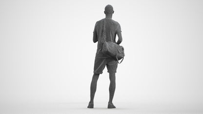 3D scanned man mix casual, photorealistic archviz people for Enscape and SketchUp, wireframe front view