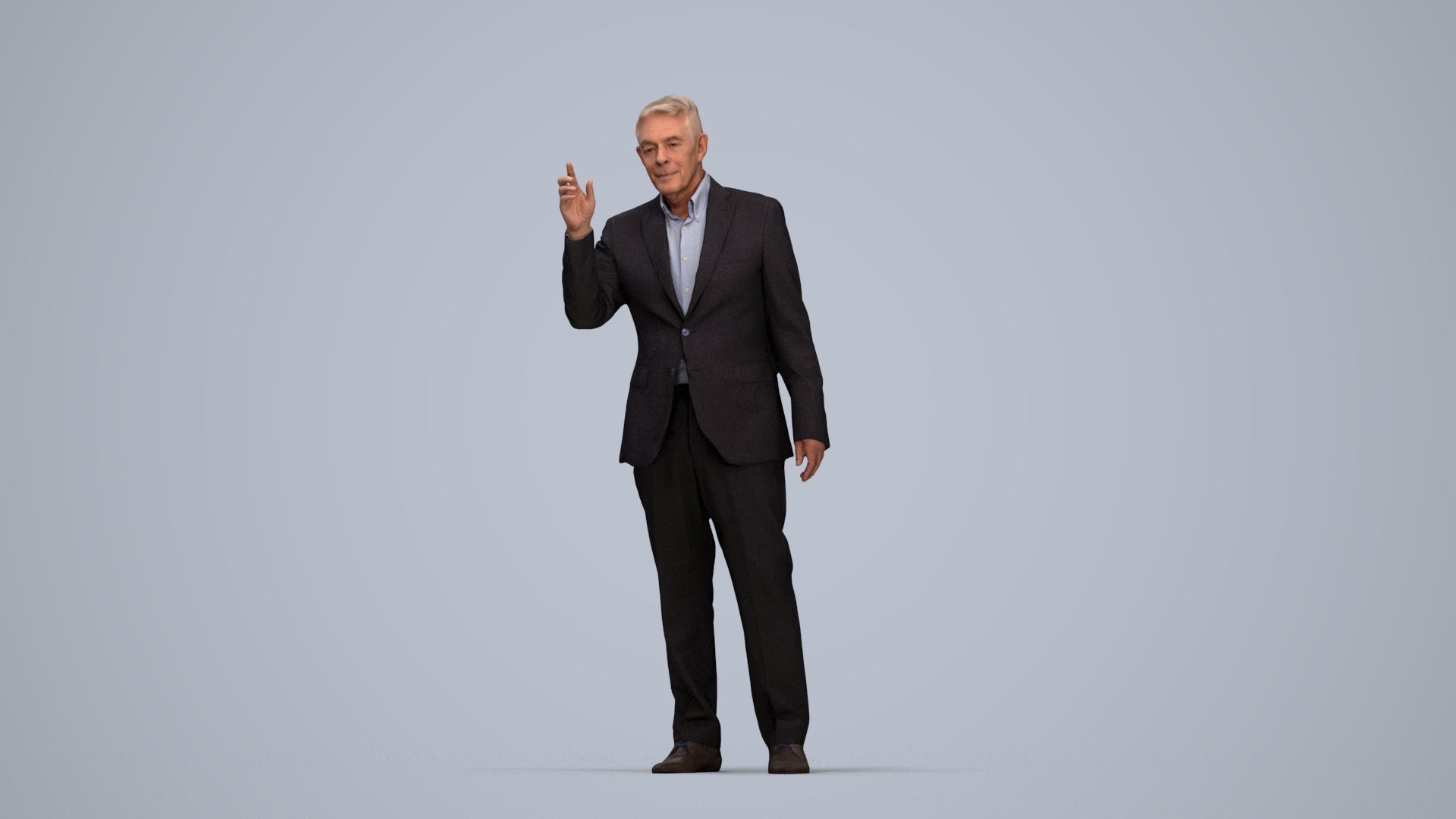 scanned 3D senior man business, photogrammetry people for Enscape and V-Ray, top-down view render