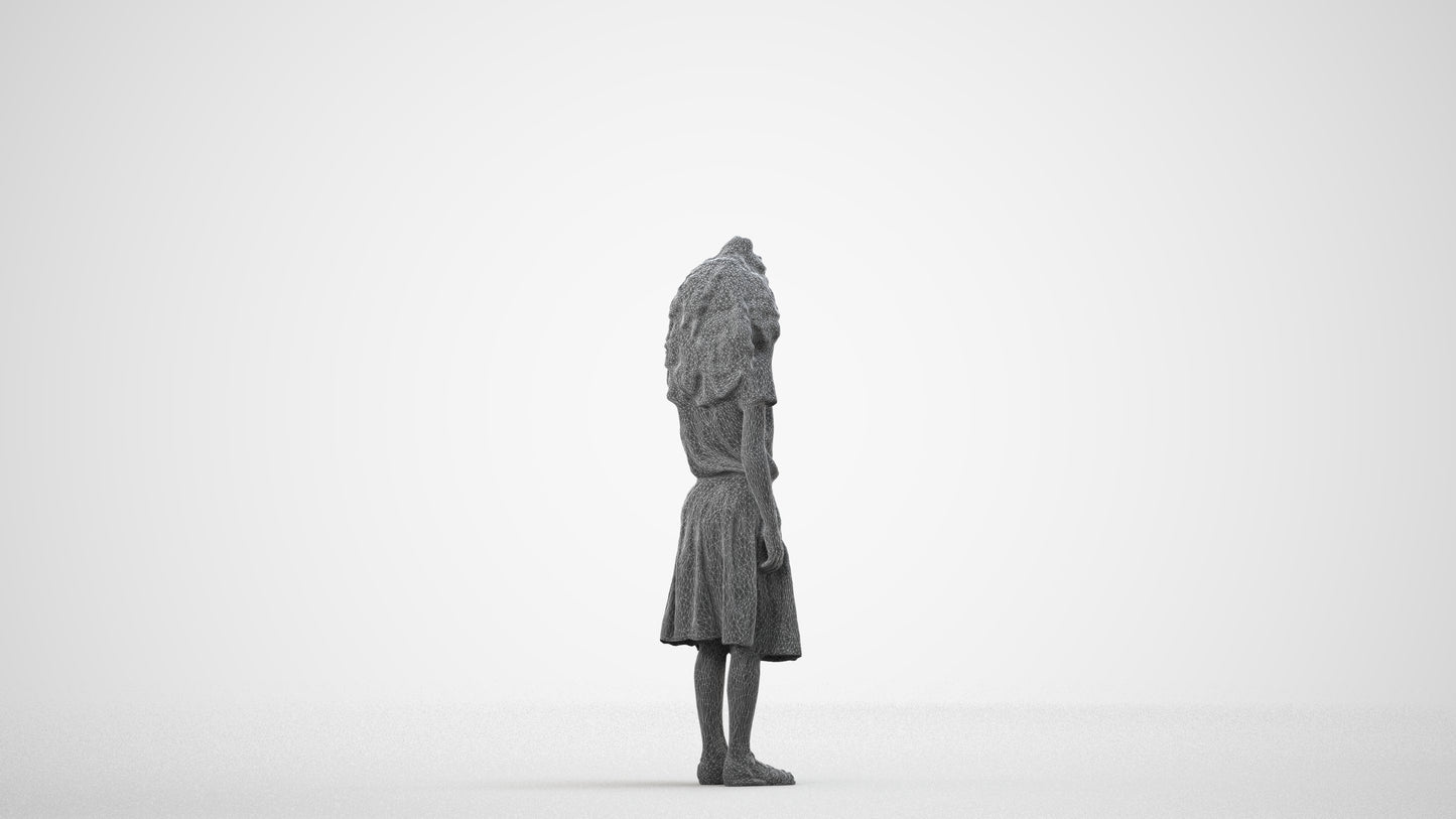 realistic 3D people girl casual kids, render-ready for V-Ray and Corona, FBX OBJ, wireframe side view